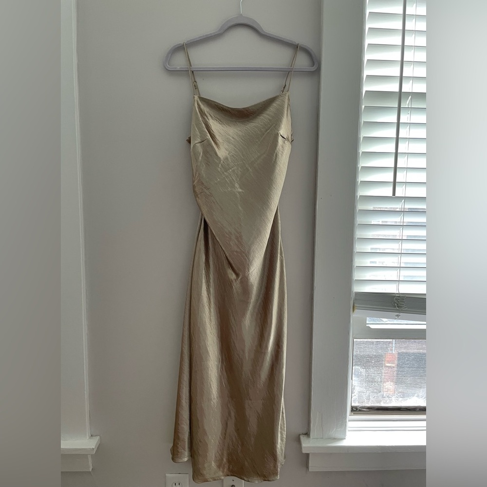 Anthropologie Gold Backless Dress